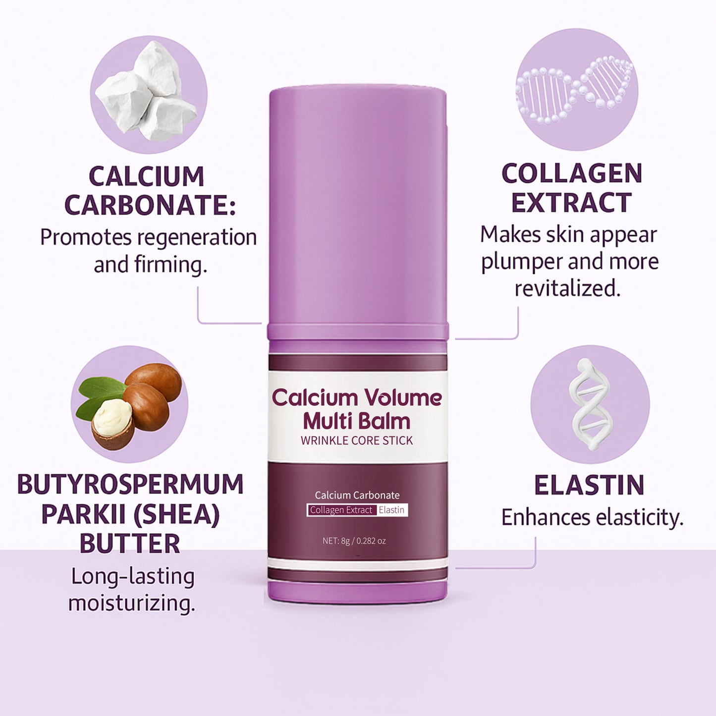 Calcium Volume Multi Balm for Smoothing Fine Lines Firms and Lifts Eye Skin Wrinkle Stick for Unisex Brightens and Soothes Skin